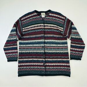 90s Vintage Womens cardigan sweater Large Fits 12-14 multicolour Retro womens